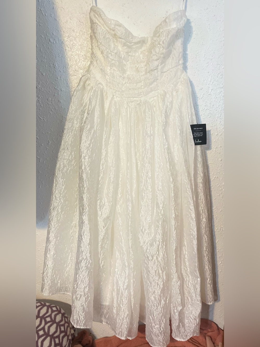 Lulus Floral Lace Maxi Dress in White Size XL NWT